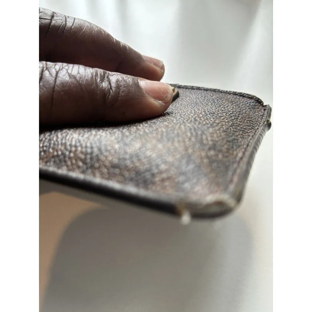Michael Kors Brown Wristlet - MK Logo- ID Window- Zip Compartment- Pre-Owned